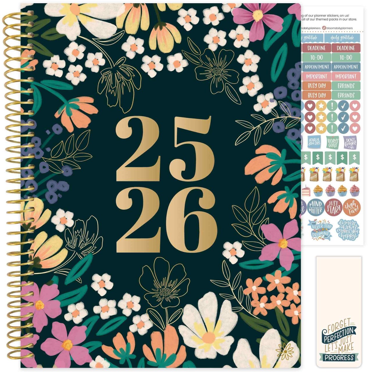 bloom daily planners 2025-26 Academic Planner, Soft Cover, 8.5" x 11", Blooming Wildly
